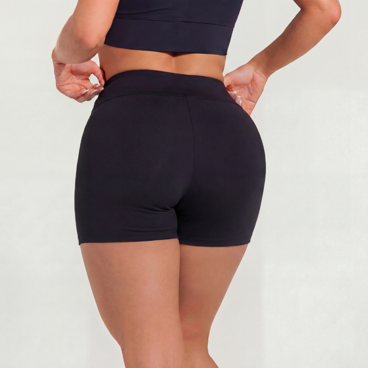 Conjunto Top + Shorts Legging Preto Zero Transparência Wazy