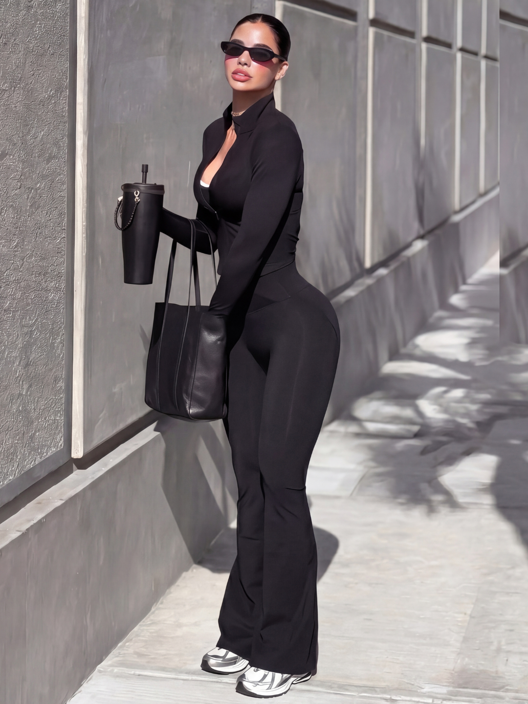 Calça Flare Legging Preta Zero Transparência Wazy