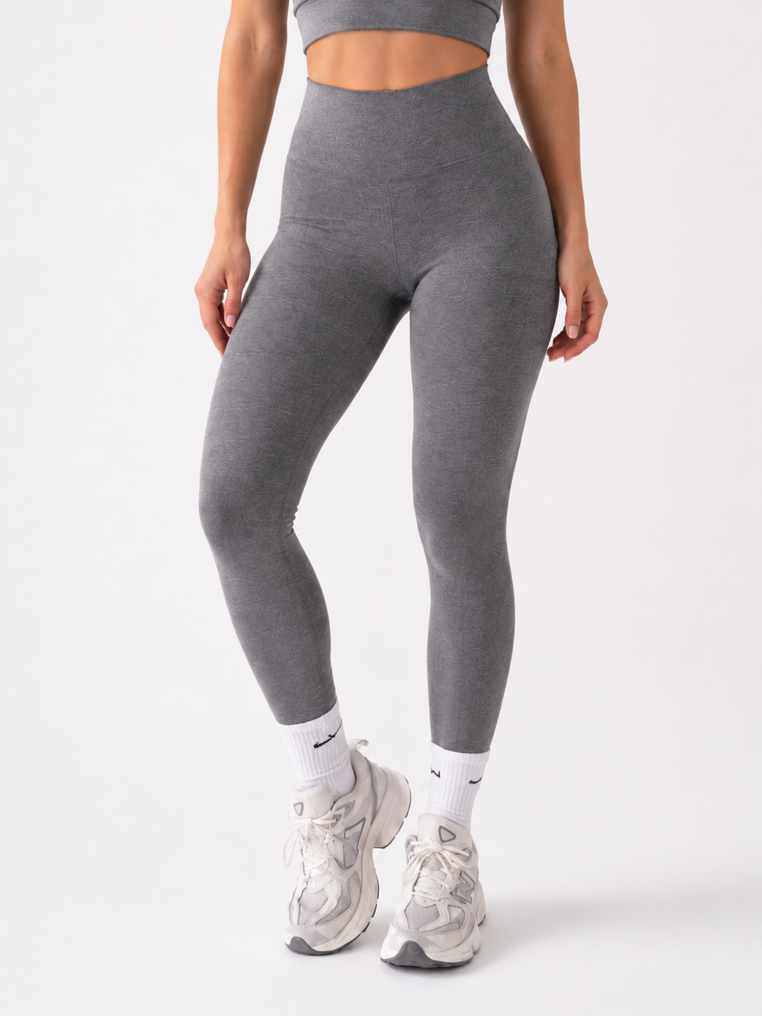 Conjunto Top + Calça Legging Cinza Zero Transparência Wazy