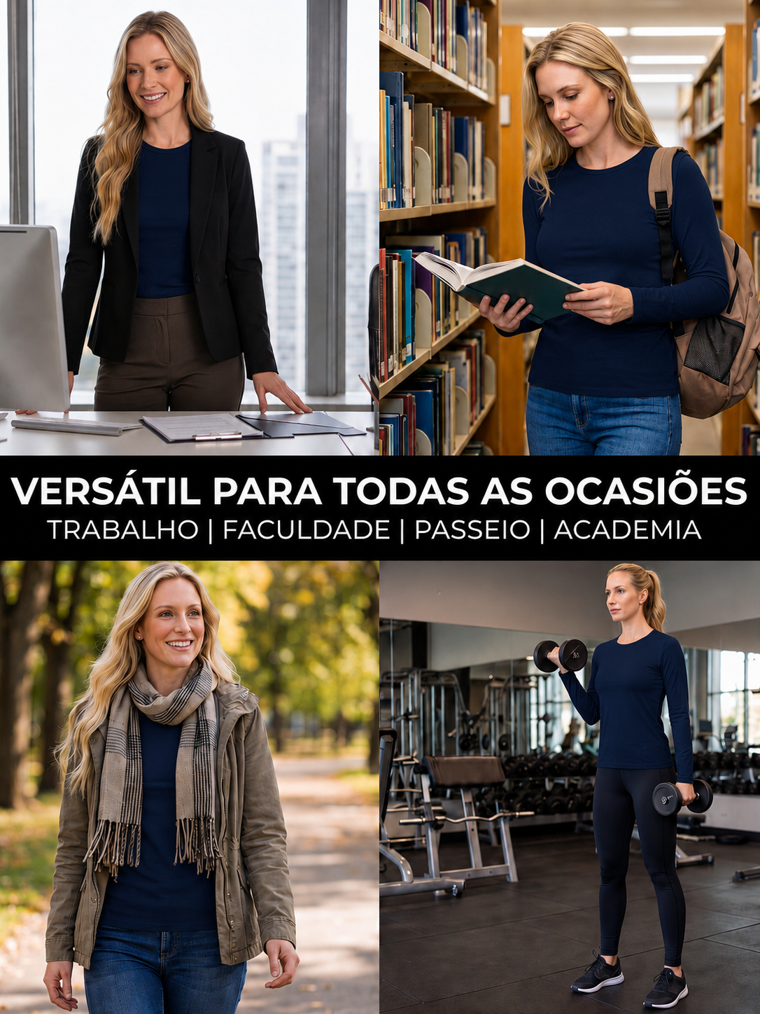 Blusa Térmica Azul Marinho Peluciada Segunda Pele Wazy
